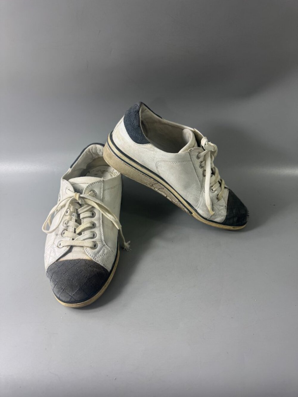 100% Authentic Vintage Chanel Leather Trainers, Size 36.5